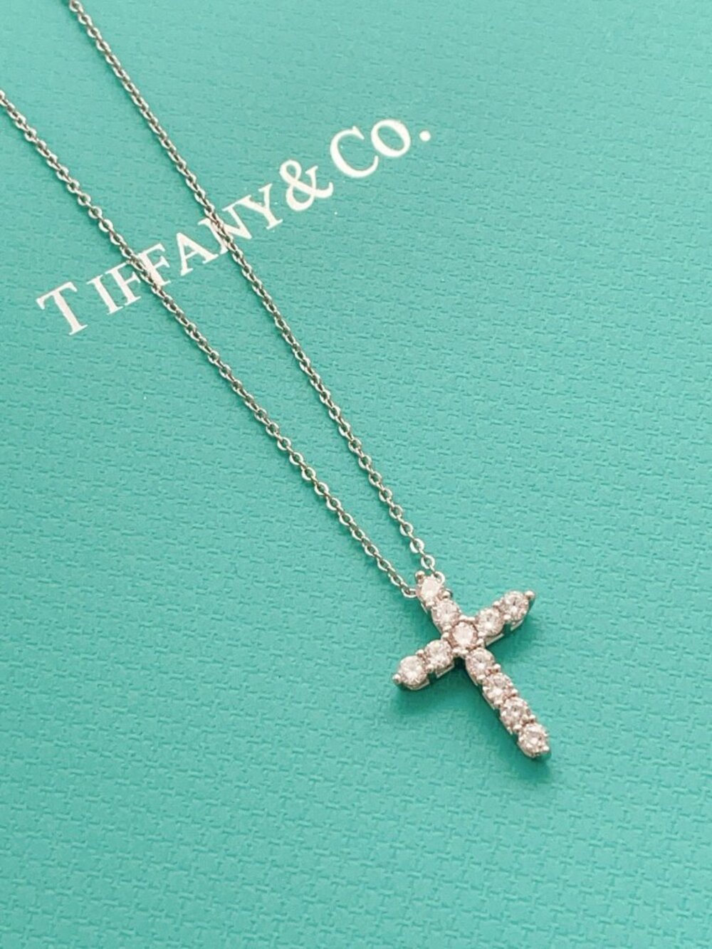 Tiffany & Co. Silver full diamond cross necklace